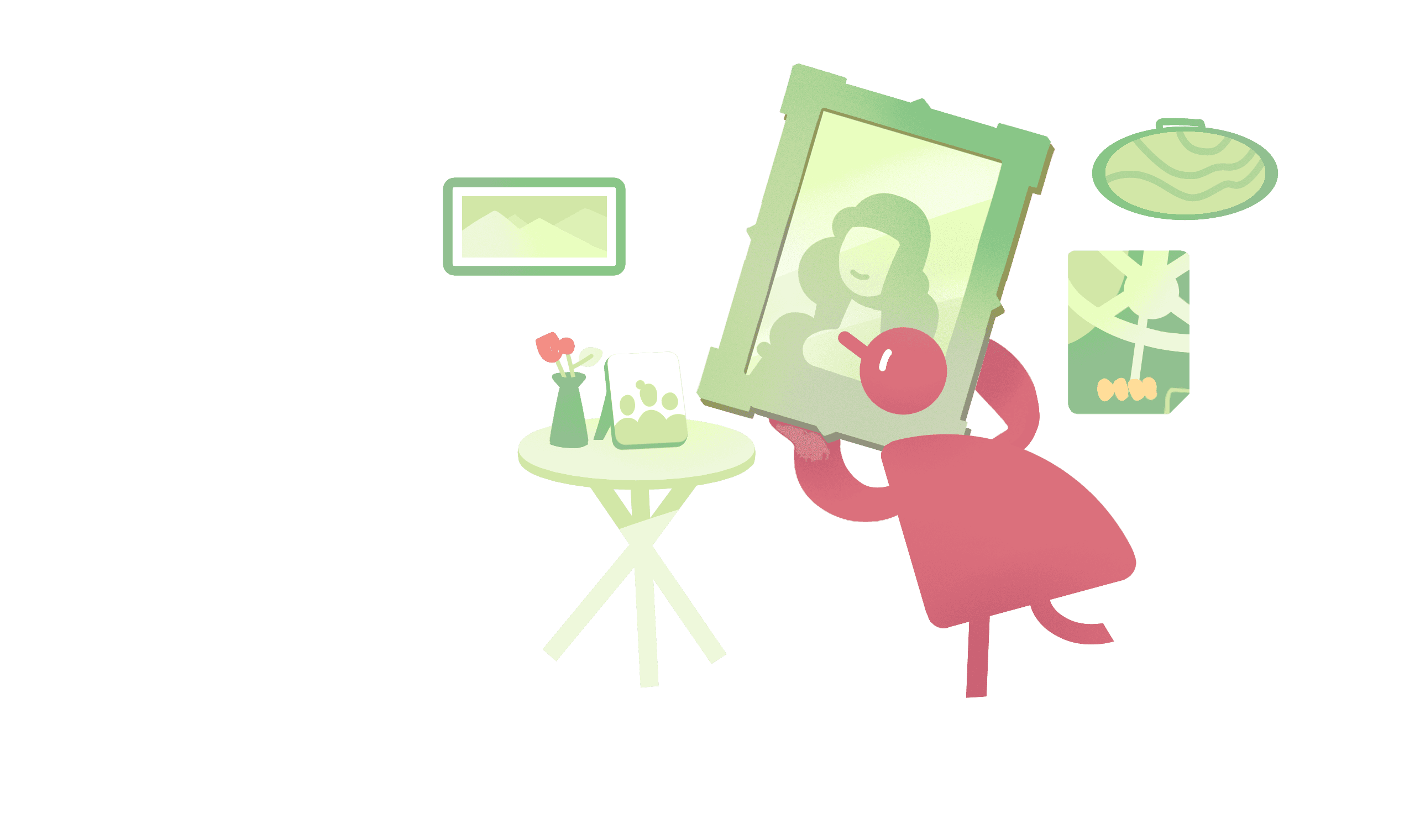 illustration with Zivy's mascot fixing a portrait to depict personalization features.